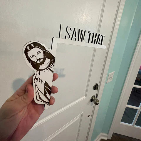 Funny Jesus Door Frame Decoration - the Holy Look with Humour!
