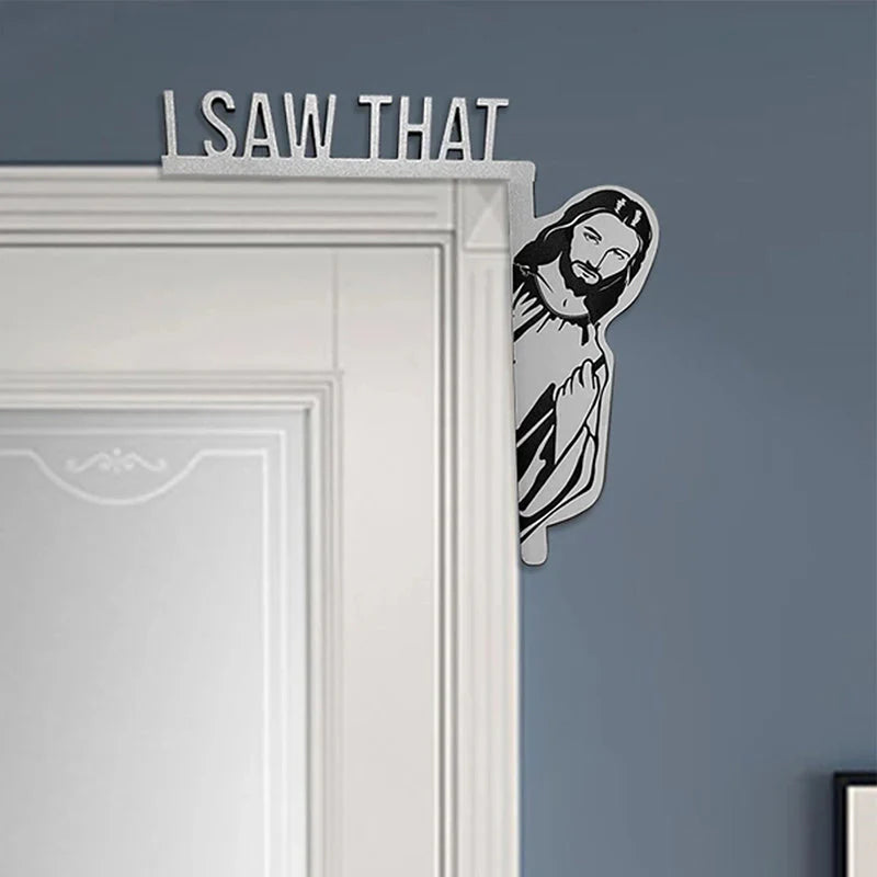 Funny Jesus Door Frame Decoration - the Holy Look with Humour!