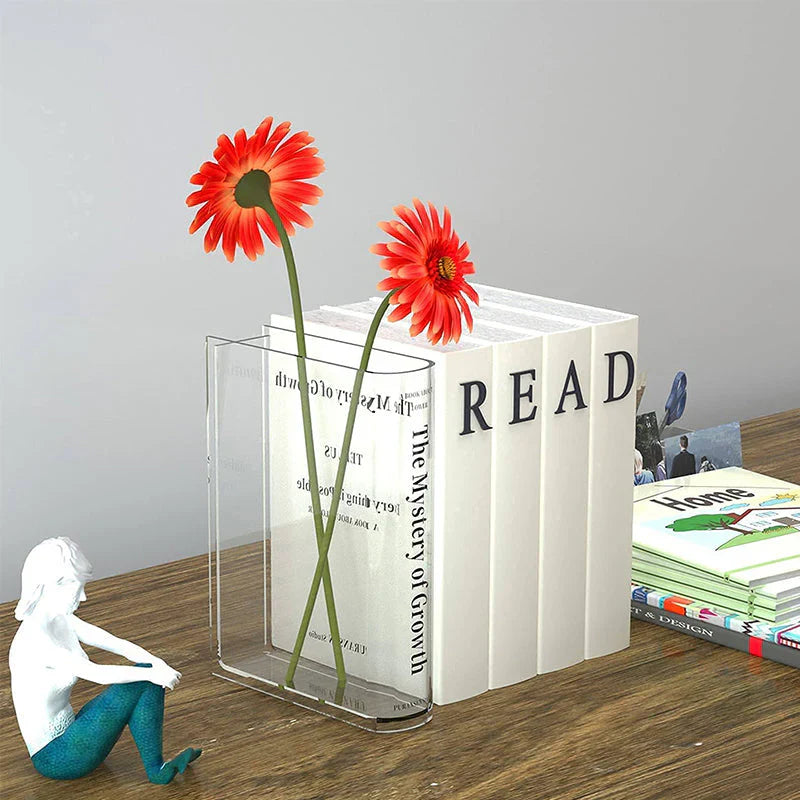 Dekobuch - Book - Shaped Acrylic Vase for Stylish Living Spaces