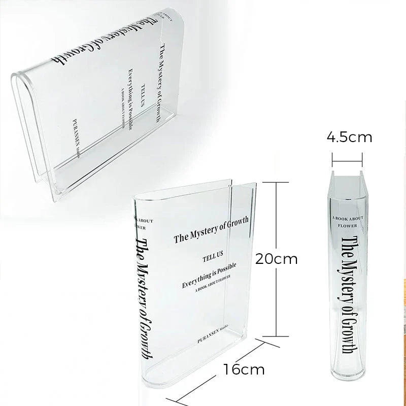 Dekobuch - Book - Shaped Acrylic Vase for Stylish Living Spaces