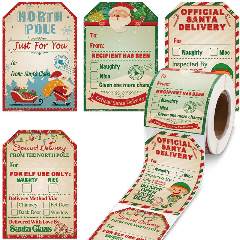 Christmas Gift Sticker Roll (200 Pieces)