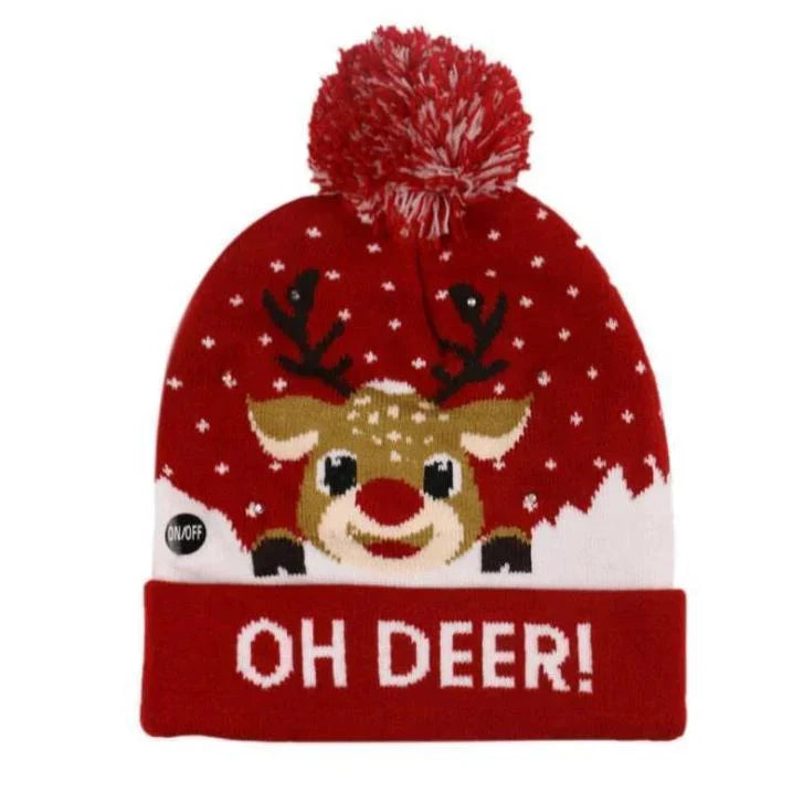 Christmas Led Knitted Hat with a Festive Design