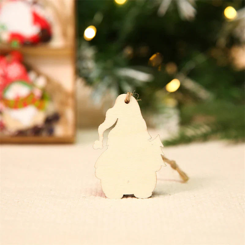 Wooden Christmas Tree Decoration Set with Gnomes