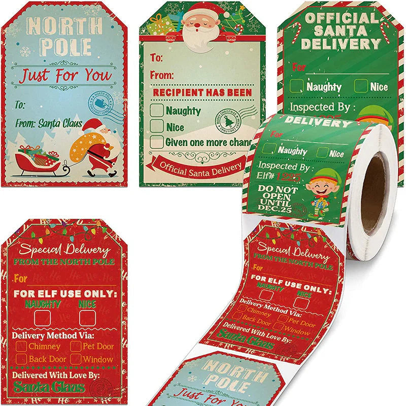 Christmas Gift Sticker Roll (200 Pieces)