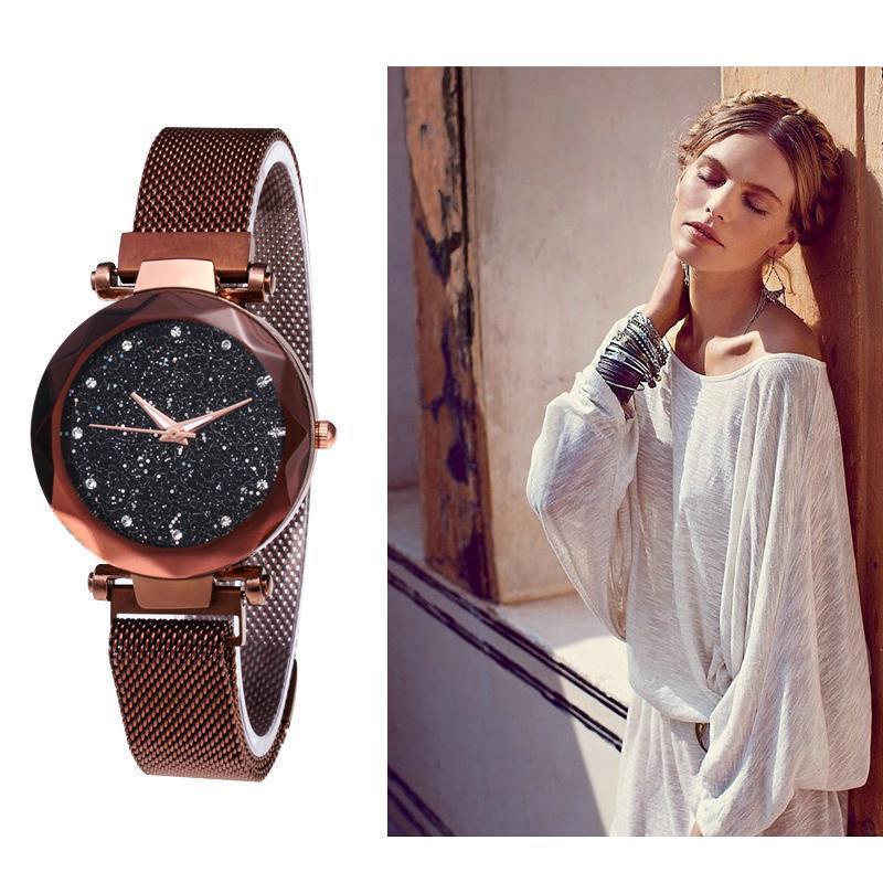 Waterproof Wristwatch with Starry Sky Design for Girls