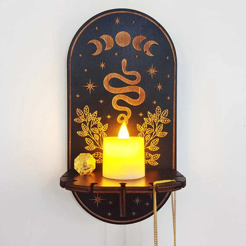 Creative Wooden Candle Holder with Storage