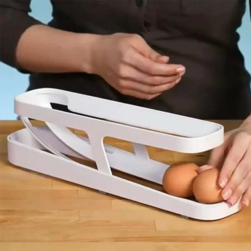 Double - Decker Egg Organiser with Rolling System