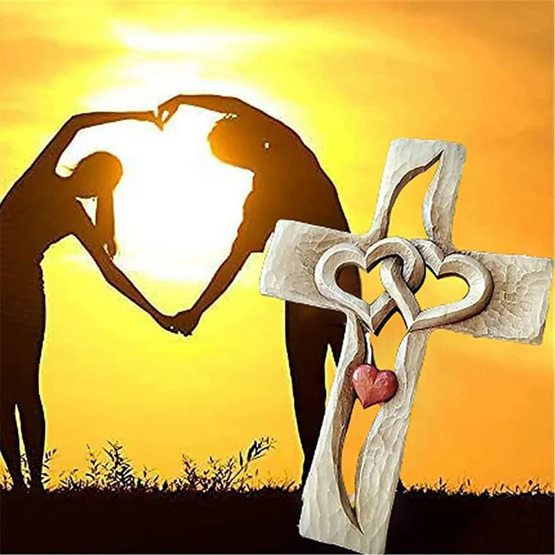 Lovely Heart and Cross Sculpture