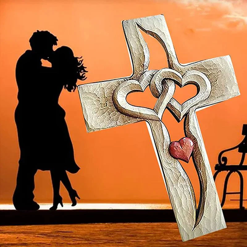 Lovely Heart and Cross Sculpture