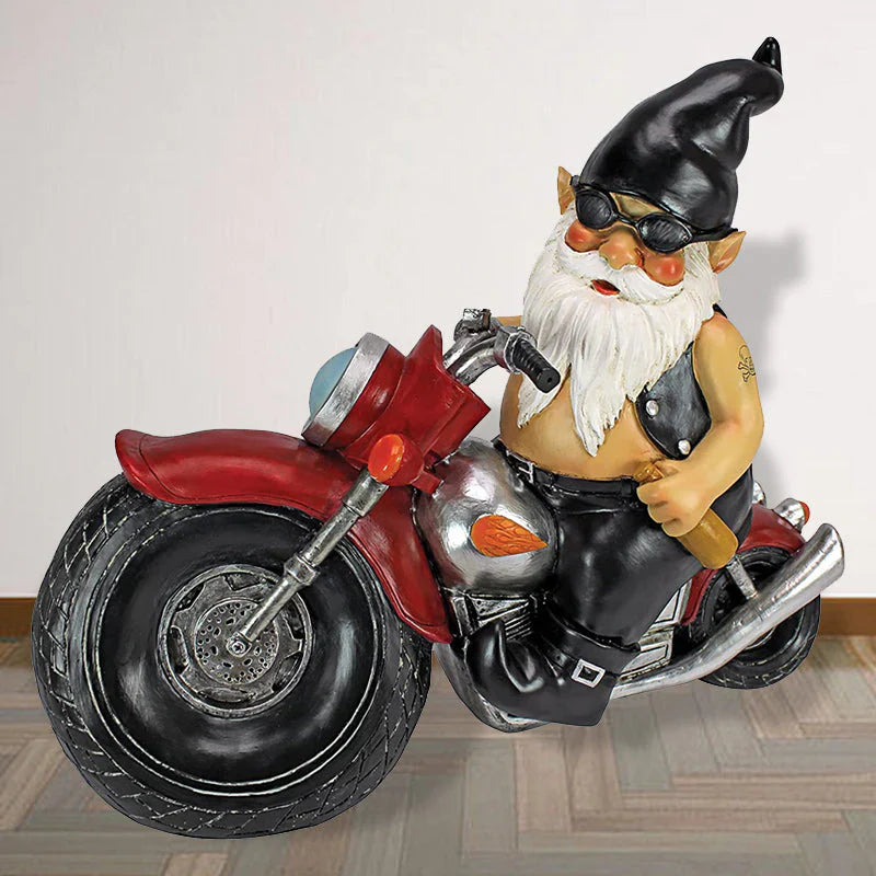Witty Motorbike Gnome Statue - the Eye - Catcher for Garden & Home