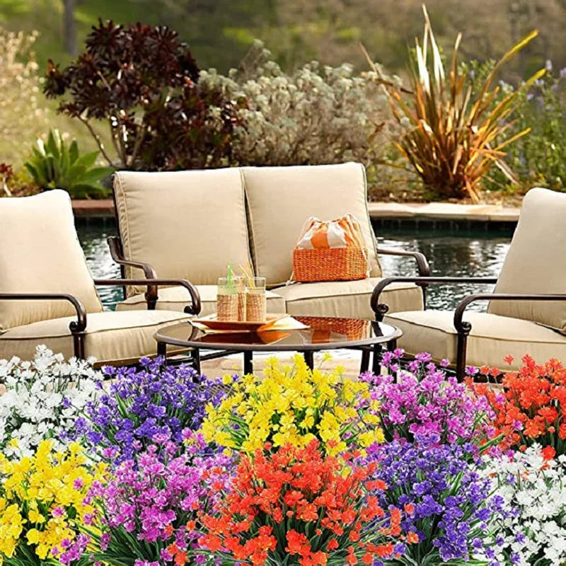 Artificial Outdoor Flowers in a Double Bouquet