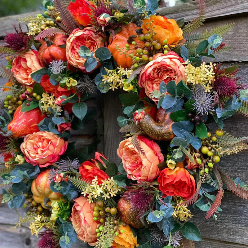 Autumnal Pumpkin Wreath - Stylish Decoration for Your Front Door