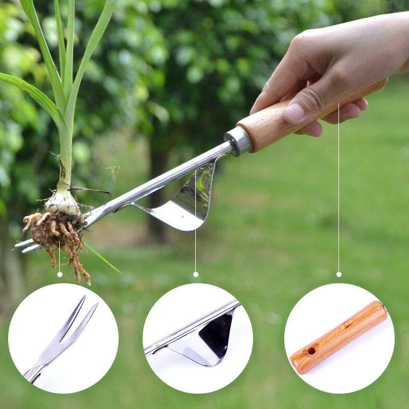 Ergonomic Weed Remover with Wooden Handle