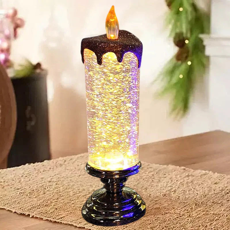 Led Christmas Candles with Glitter Effect