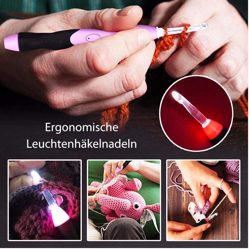 Luminous Crochet Hook Set - 9 Pieces for Creative Handicrafts