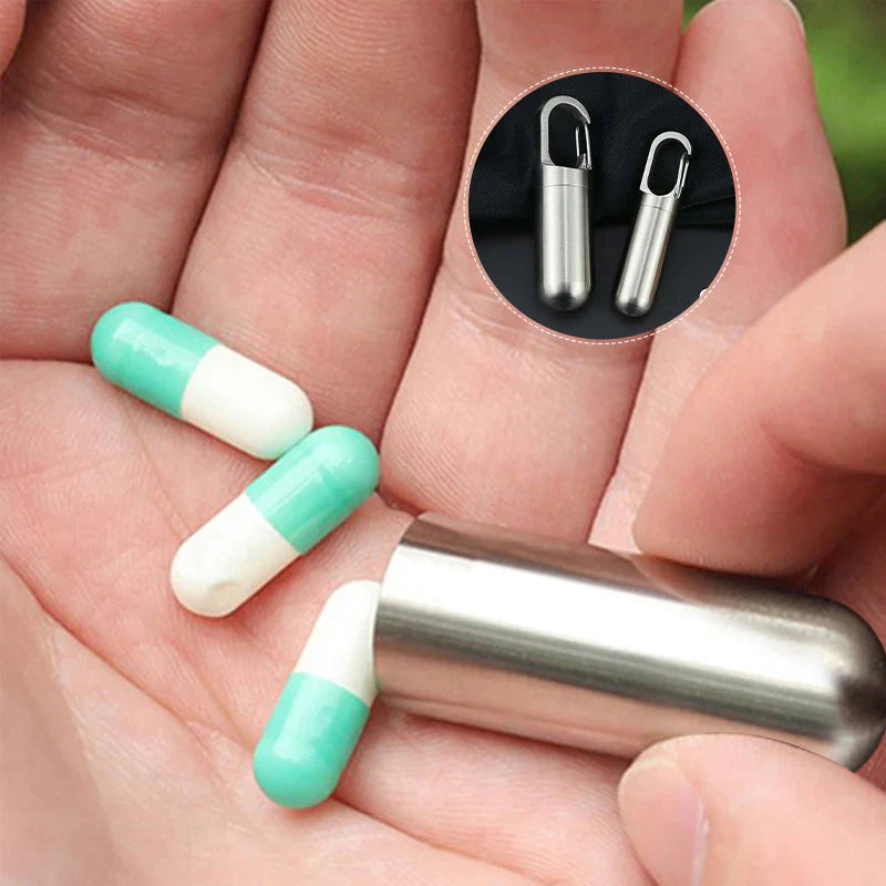 Compact Stainless Steel Pill Box