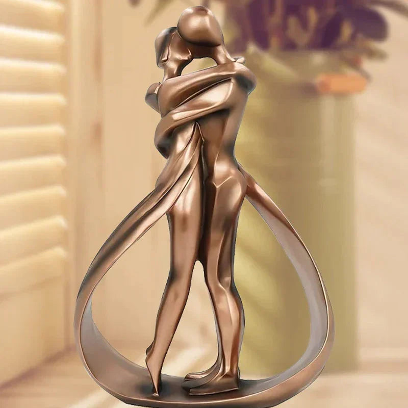 Couple Hugging Resin Sculpture