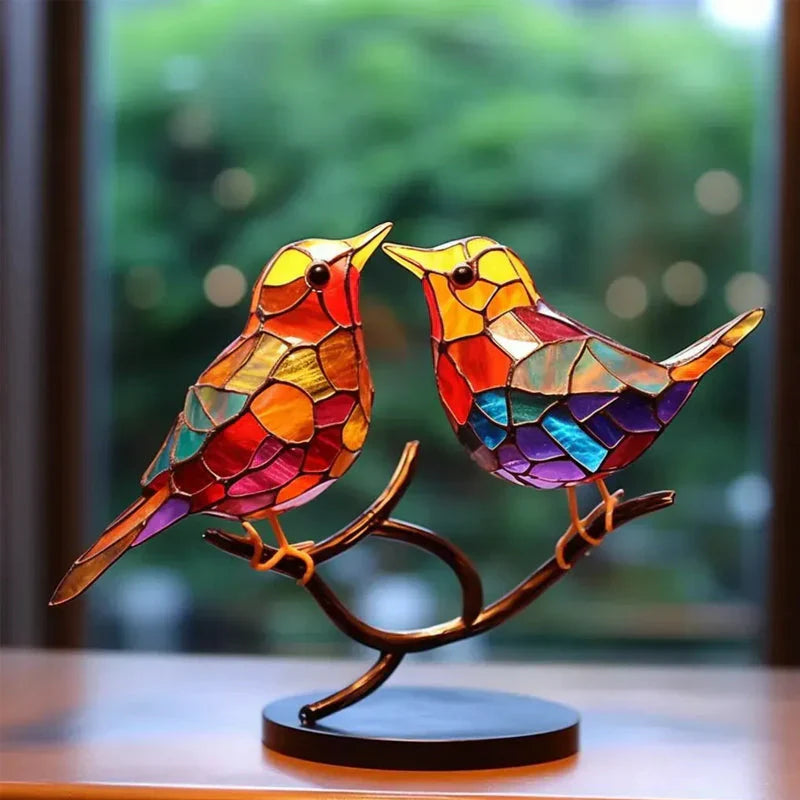 Birds on Branches Glass Ornaments