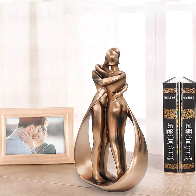 Couple Hugging Resin Sculpture