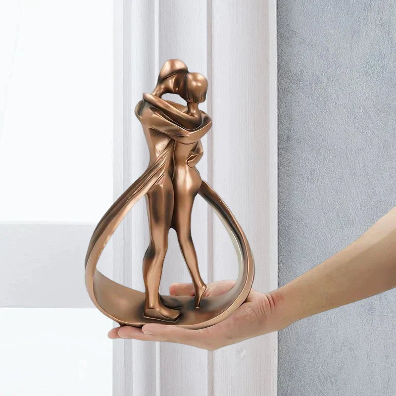 Couple Hugging Resin Sculpture