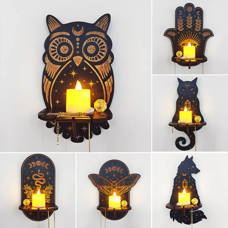 Creative Wooden Candle Holder with Storage