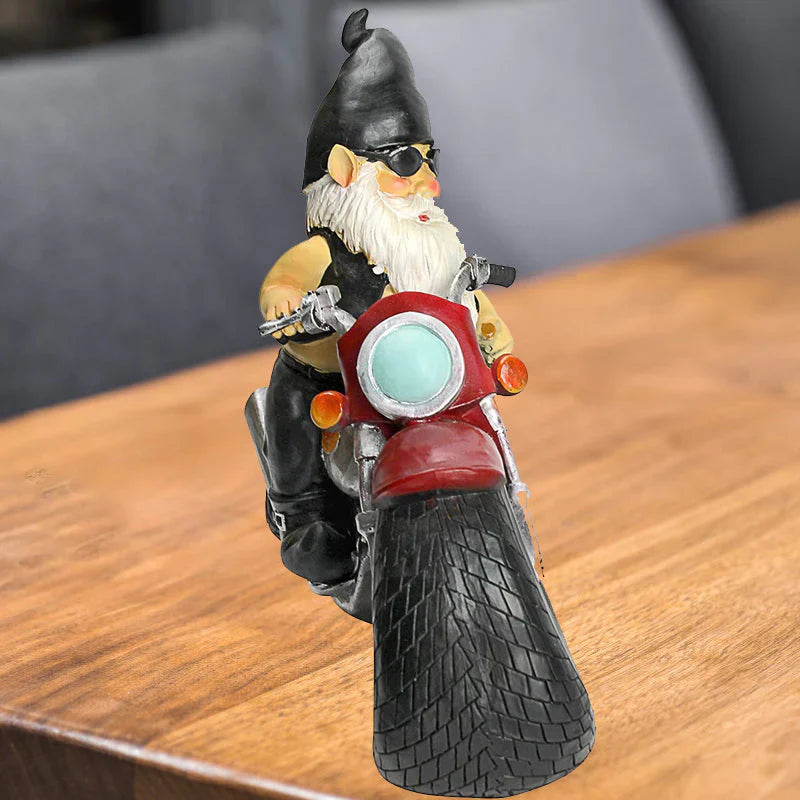 Witty Motorbike Gnome Statue - the Eye - Catcher for Garden & Home