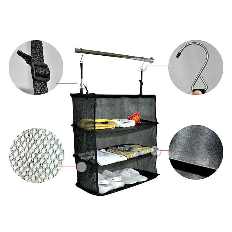 3 - In-1 Foldable Storage Bag with Hook - Versatile Wardrobe Organiser for Travelling and at Home