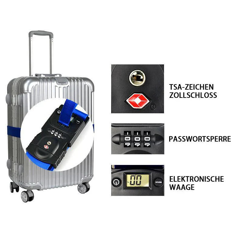 Luggage Strap with Integrated Scales and Combination Lock