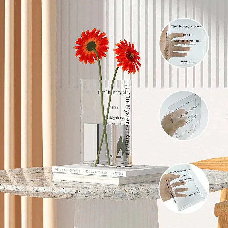 Dekobuch - Book - Shaped Acrylic Vase for Stylish Living Spaces