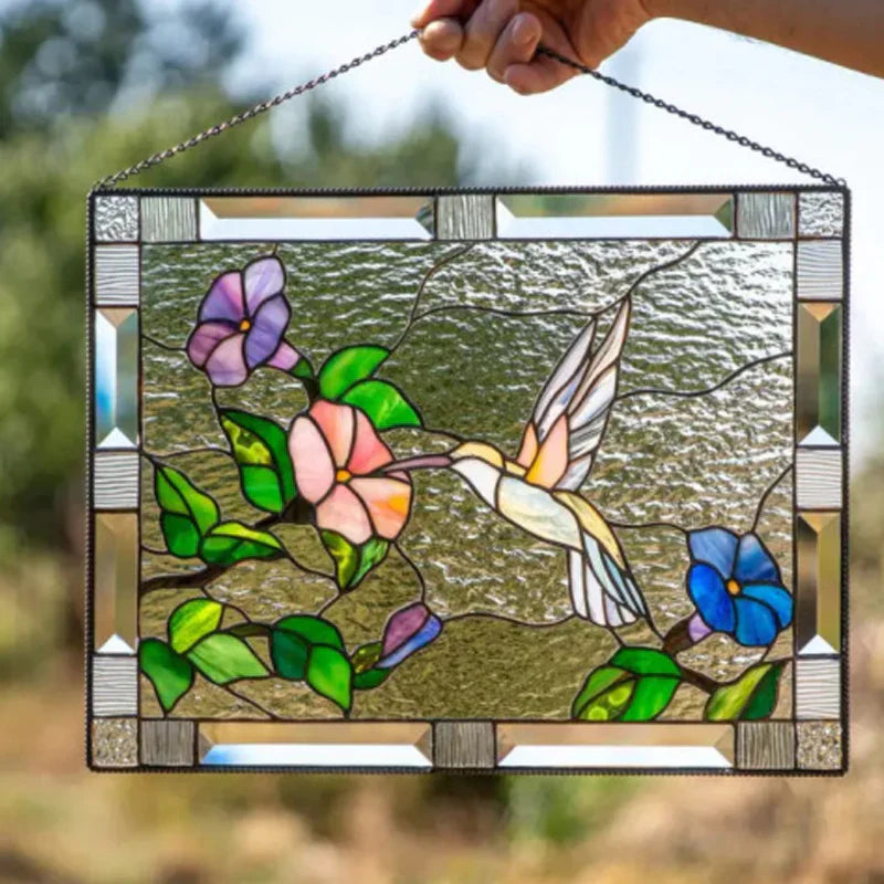 Stained Glass Bird Pendant for Window Decoration