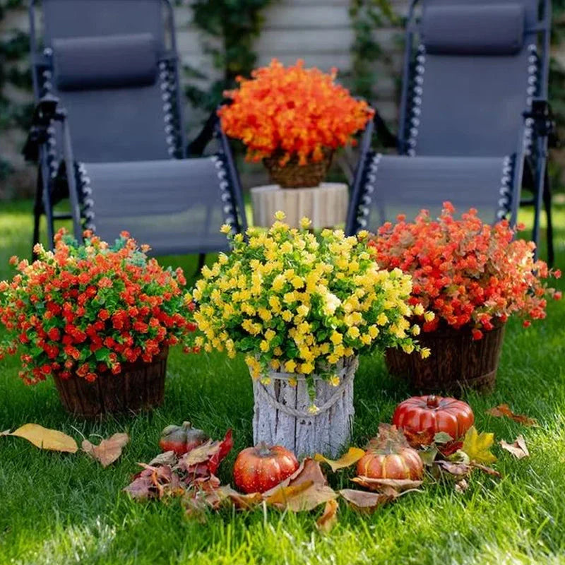 Artificial Outdoor Flowers in a Double Bouquet