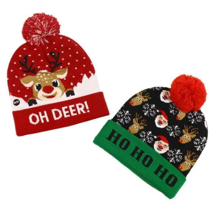 Christmas Led Knitted Hat with a Festive Design