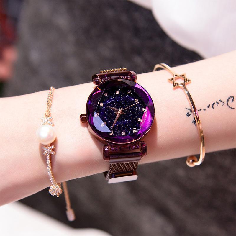 Waterproof Wristwatch with Starry Sky Design for Girls
