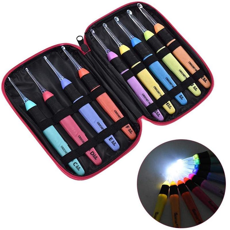 Luminous Crochet Hook Set - 9 Pieces for Creative Handicrafts