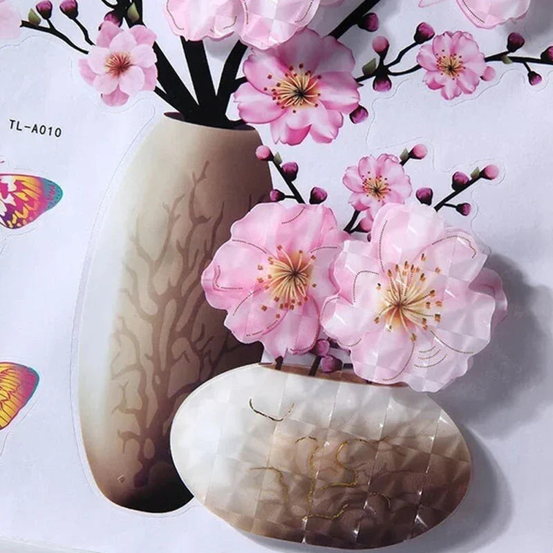 3d Flower Wall Tattoo Set - Diy Plant Vase