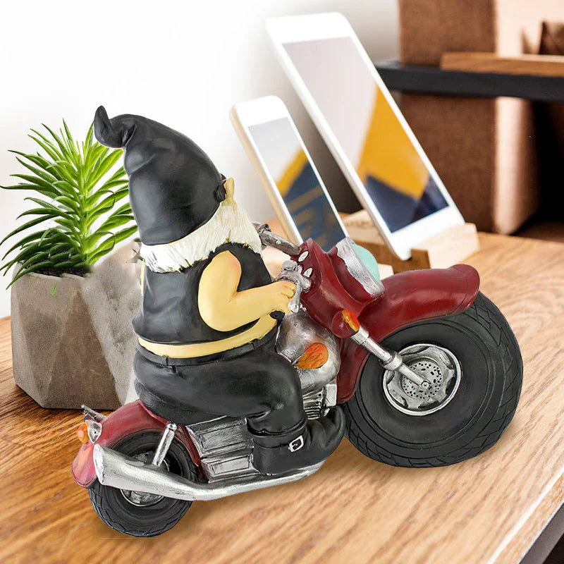 Witty Motorbike Gnome Statue - the Eye - Catcher for Garden & Home