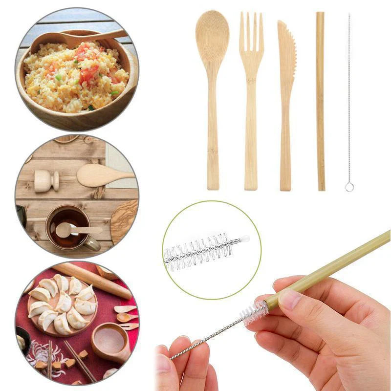 Sustainable Bamboo Cutlery Set - Portable, Stylish and Environmentally Friendly