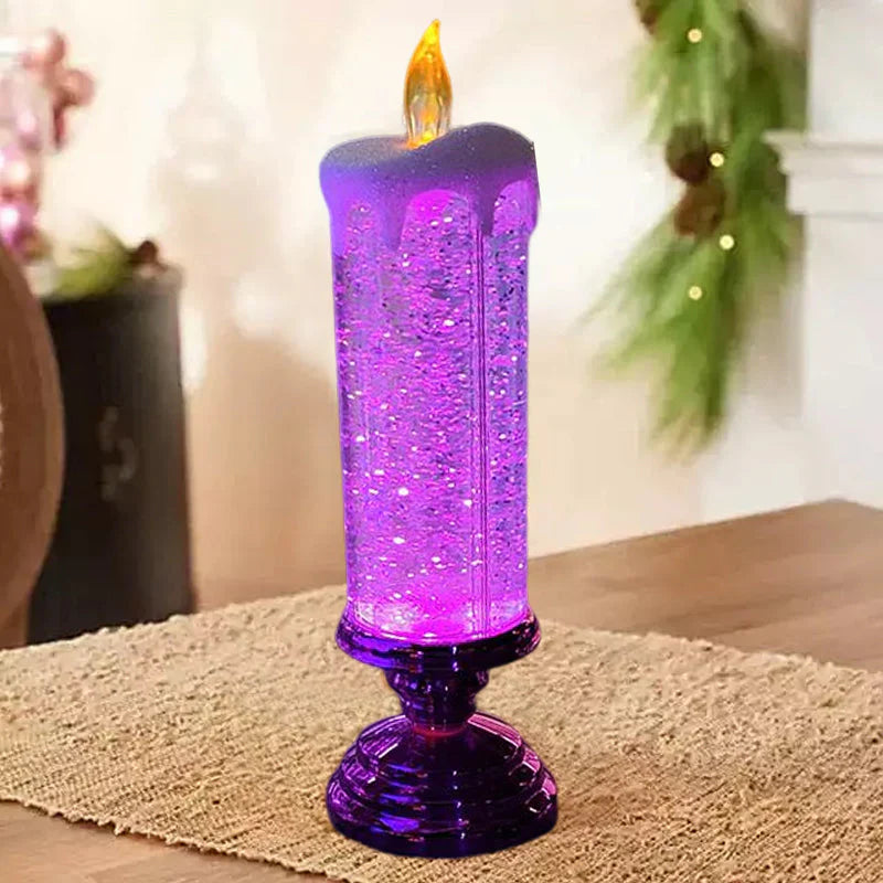 Led Christmas Candles with Glitter Effect