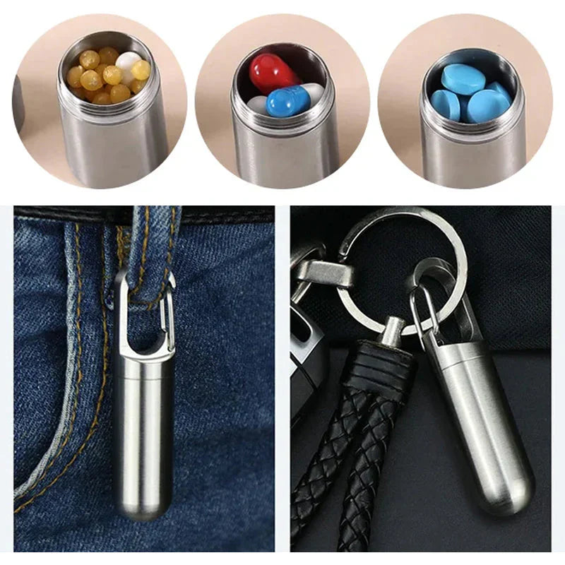 Compact Stainless Steel Pill Box