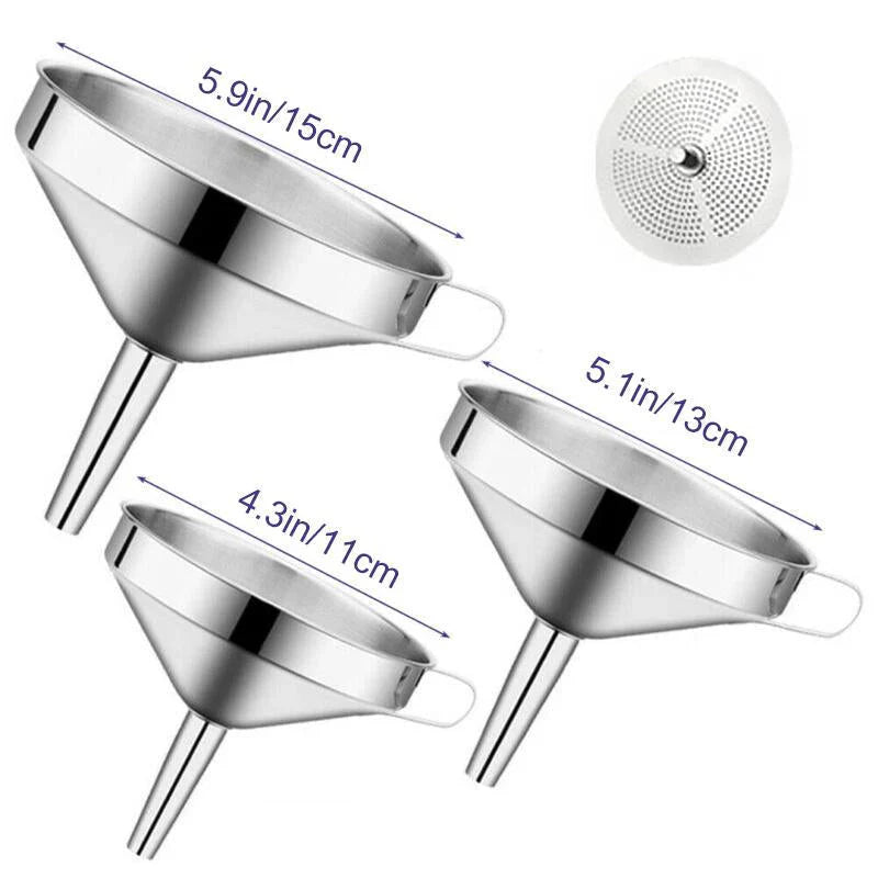 Stainless Steel Kitchen Oil Funnel with Sieve