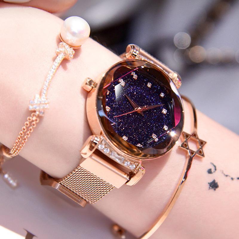 Waterproof Wristwatch with Starry Sky Design for Girls