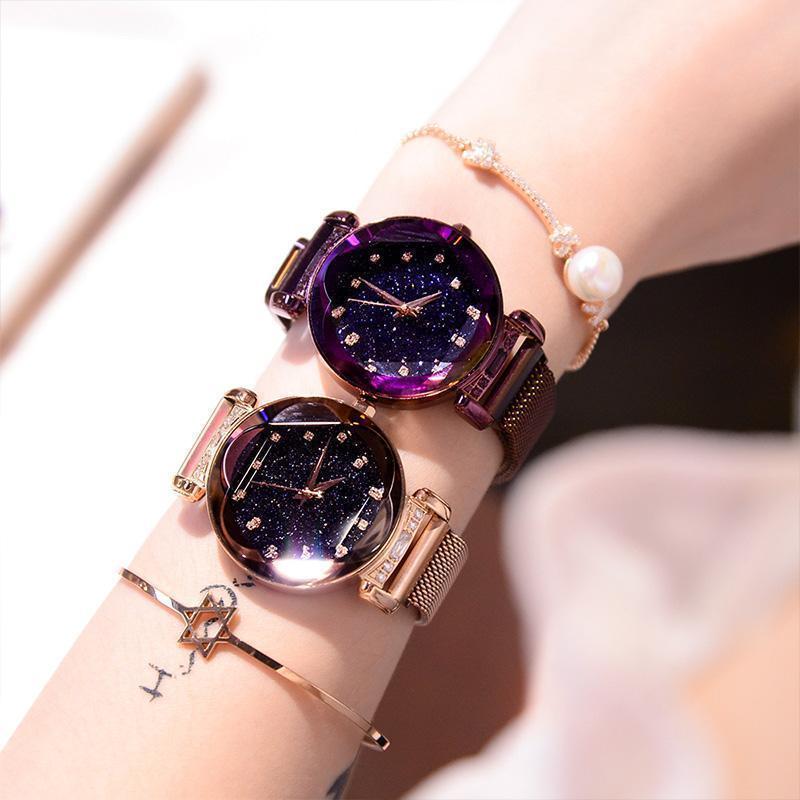 Waterproof Wristwatch with Starry Sky Design for Girls