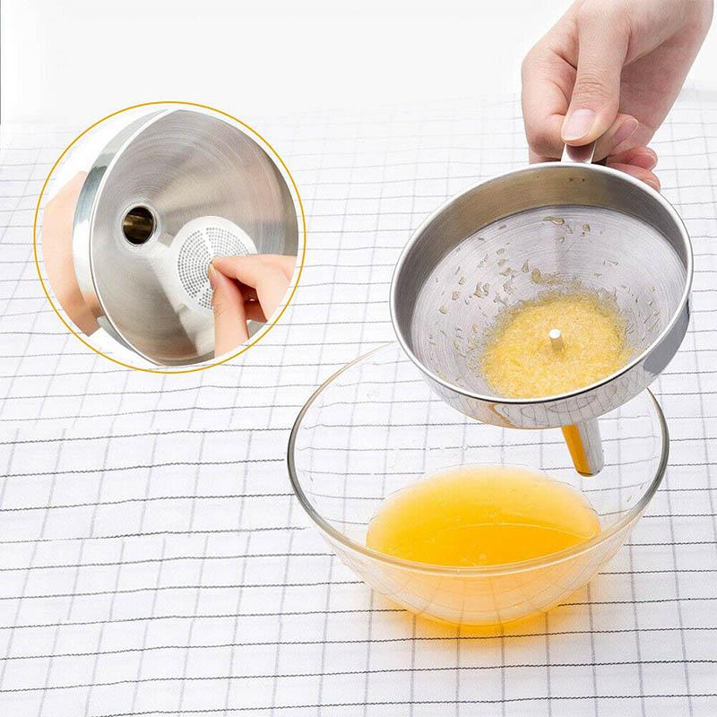 Stainless Steel Kitchen Oil Funnel with Sieve