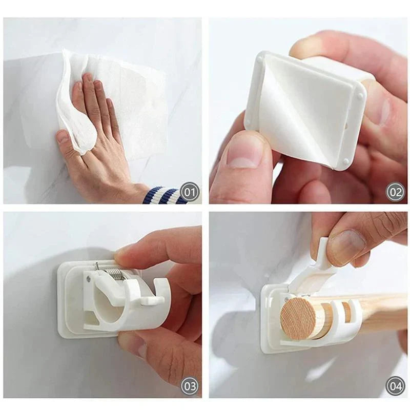 Self - Adhesive Curtain Rod Holders - Simple, Stable & Nail - Free