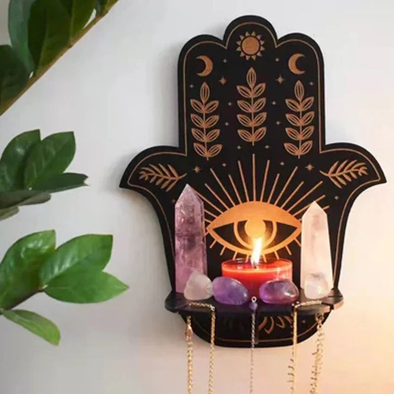Creative Wooden Candle Holder with Storage