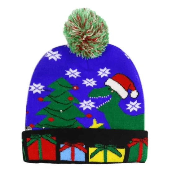Christmas Led Knitted Hat with a Festive Design