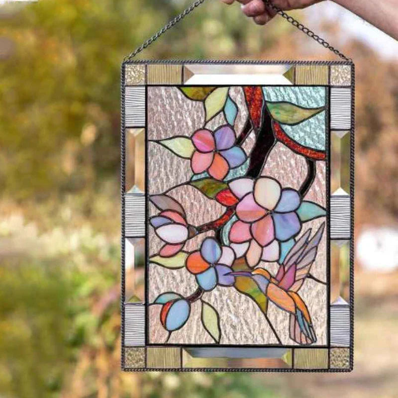 Stained Glass Bird Pendant for Window Decoration