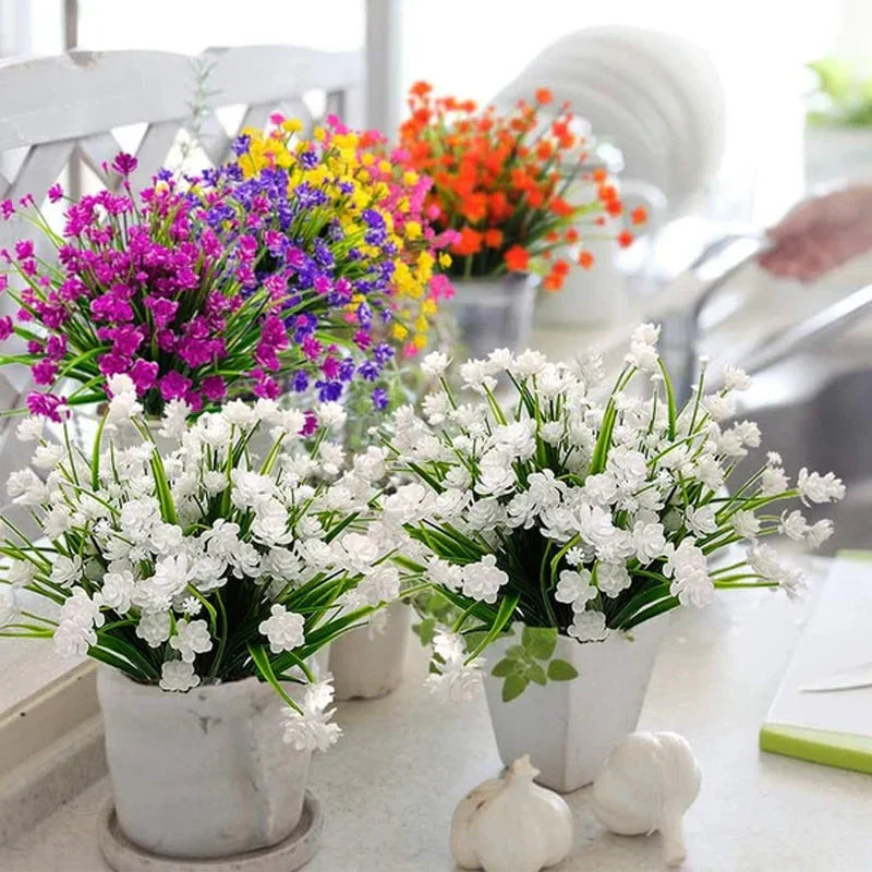 Artificial Outdoor Flowers in a Double Bouquet