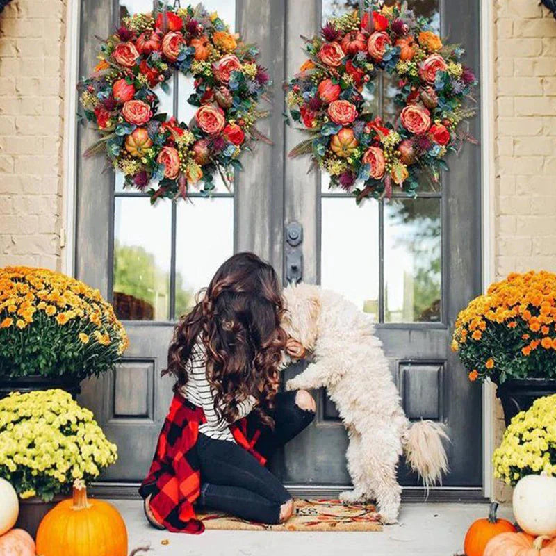 Autumnal Pumpkin Wreath - Stylish Decoration for Your Front Door