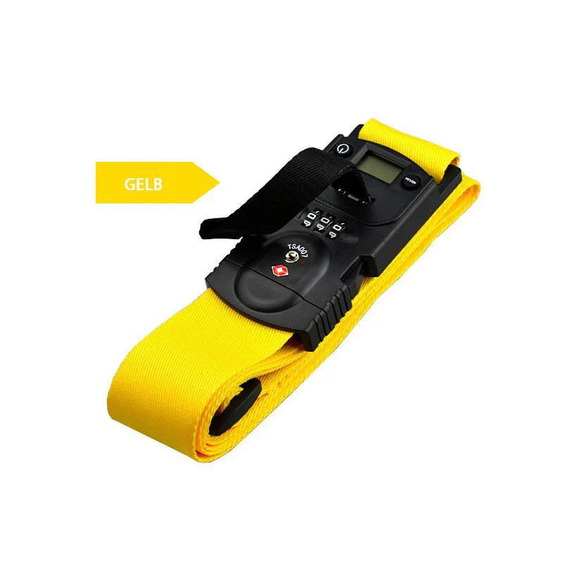 Luggage Strap with Integrated Scales and Combination Lock